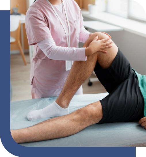 A knee pain chiropractor performing a knee adjustment to help alleviate knee pain and improve joint mobility