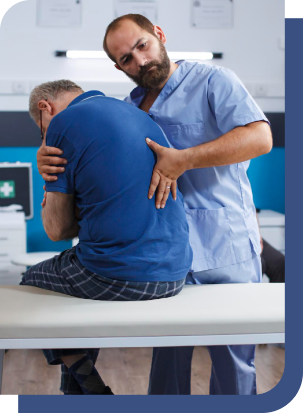 A degenerative disc disease chiropractor assisting a patient by performing a spinal adjustment