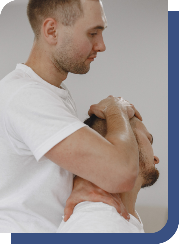 A neck chiropractor performing a manual neck adjustment on a patient to relieve tension and improve alignment